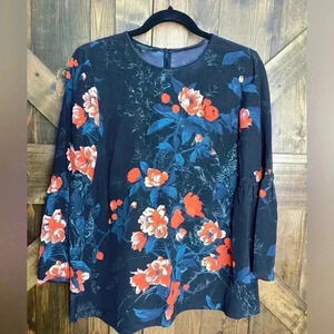 Lafayette 148 New York Roslin Floral Print Silk Blouse Size S